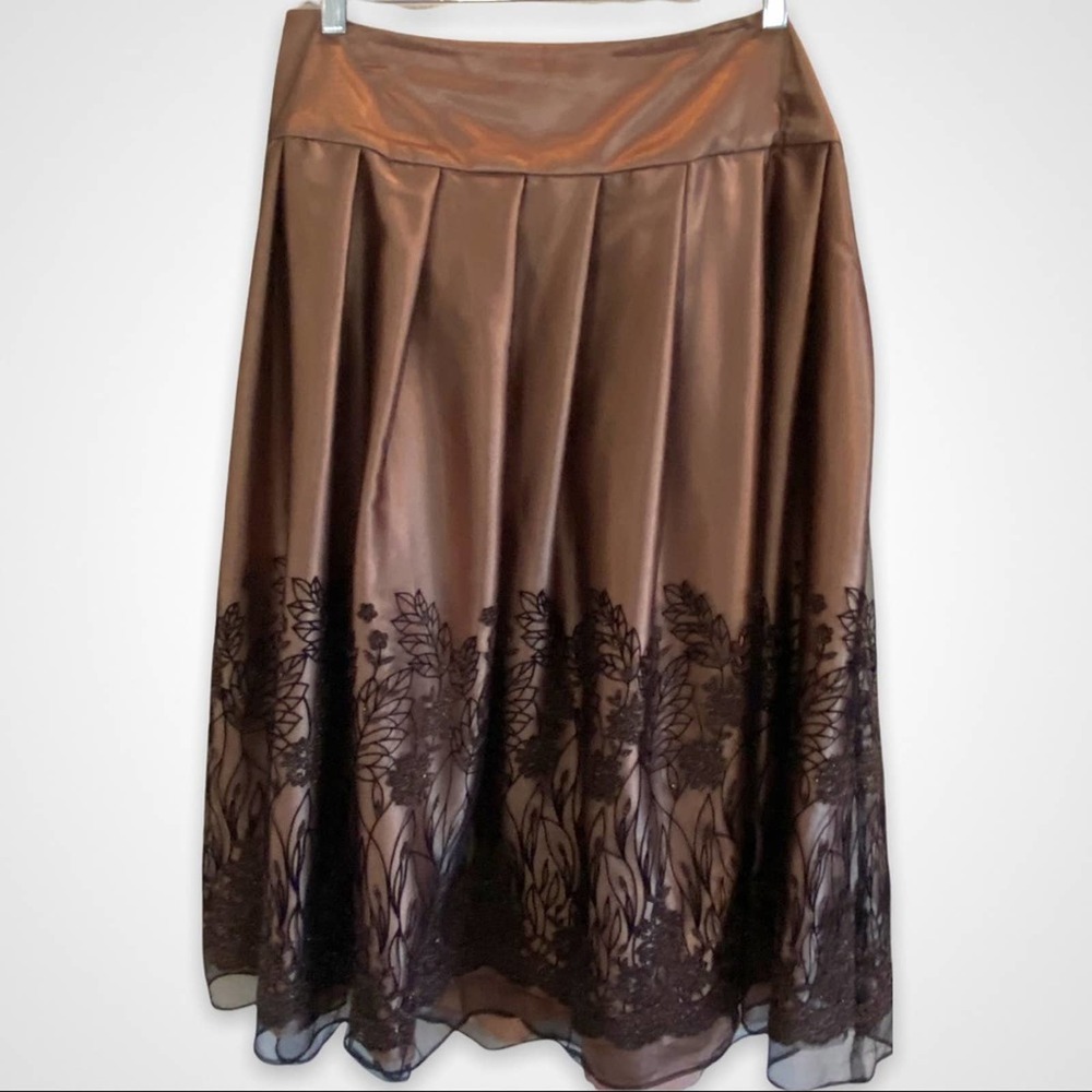 Coldwater Creek Skirt Women's Size 14 Gold Black Satin Tulle Lace Gold Party